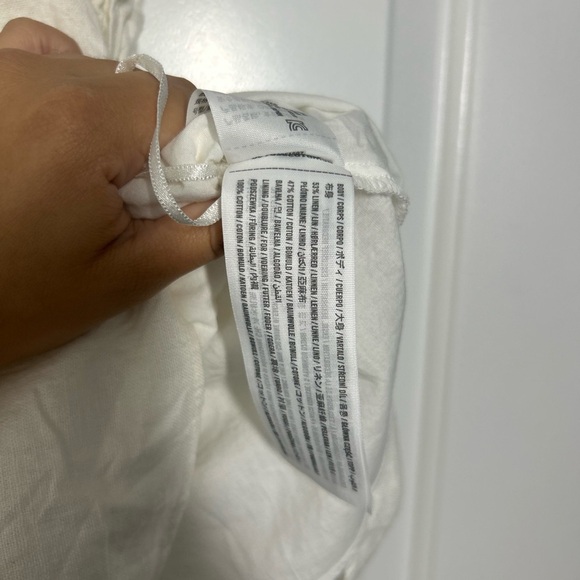 Abercrombie & Fitch White Ruffled Linen Blend Peplum Blouse size extra large - Picture 9 of 11